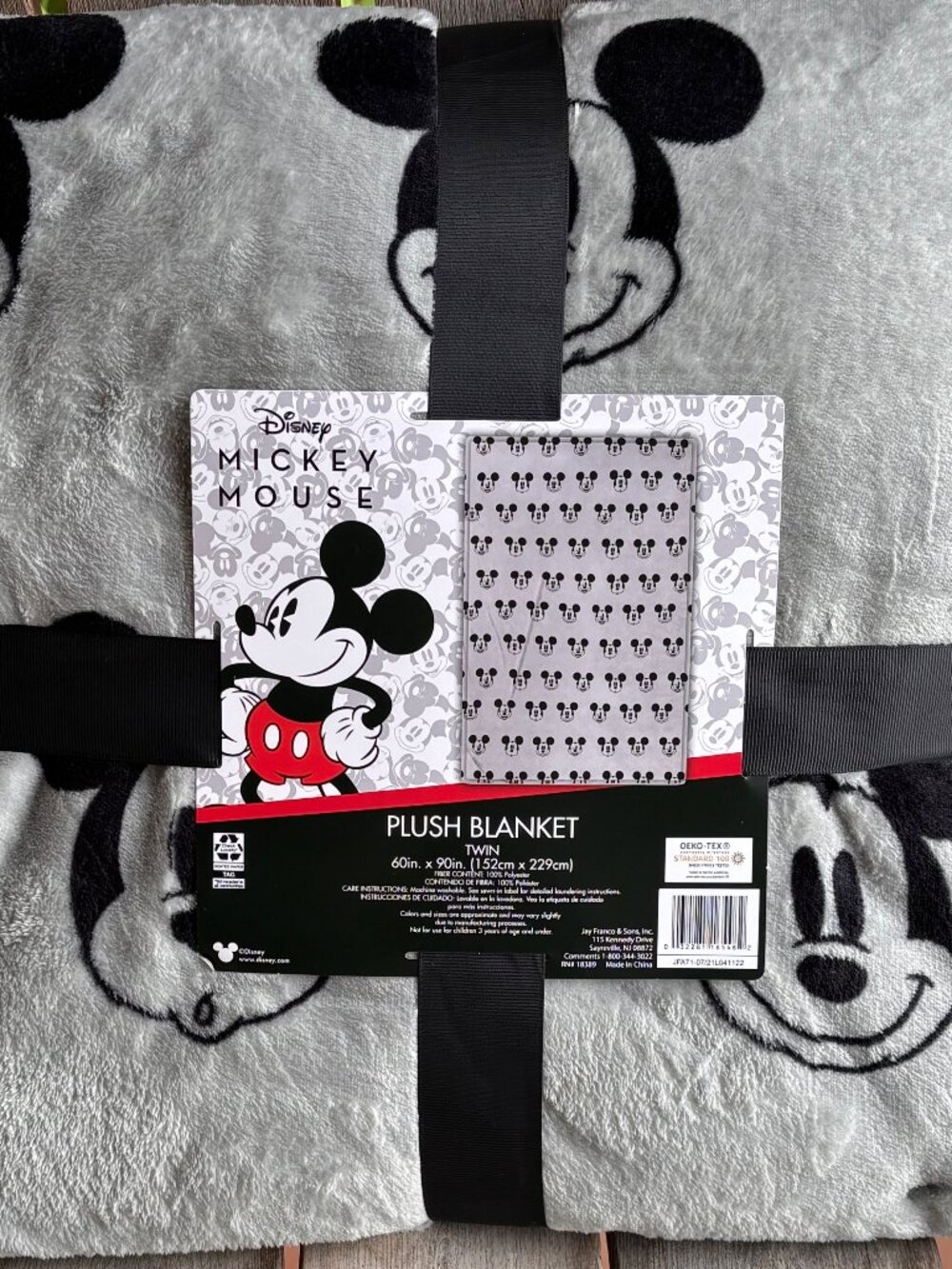 Disney Classic Mickey Mouse FACES Plush Blanket Twin Size 60" x 90" Black Gray